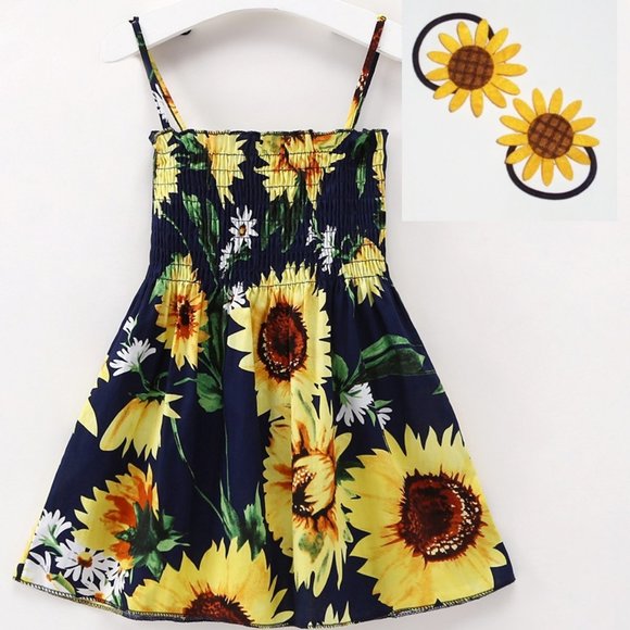 Other - Girls Navy Sunflower Sun Dress 2T 3T 4T 5T 6 NEW